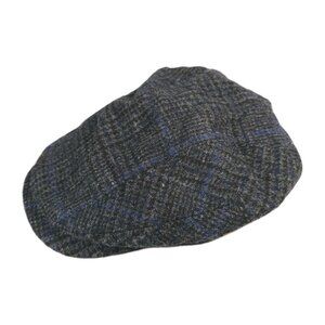 MUCROS Newsboy Hat Cap Kerry Gray Blue Herringbone Plaid Wool Tweed Size MEDIUM